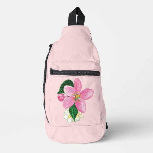 Roze bloeiende bloesems van een nectarine boom sling bag (Voorkant)