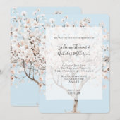  roze bloeiende boom bruiloft kaart (Voorkant / Achterkant)