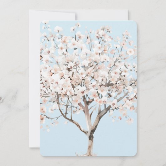 roze bloeiende boom bruiloft kaart (Achterkant)