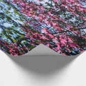 Roze bloeiende boom hondshout cadeaupapier (Hoek)