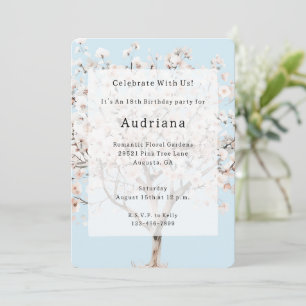  Roze Bloeiende Boom Verjaardag Kaart