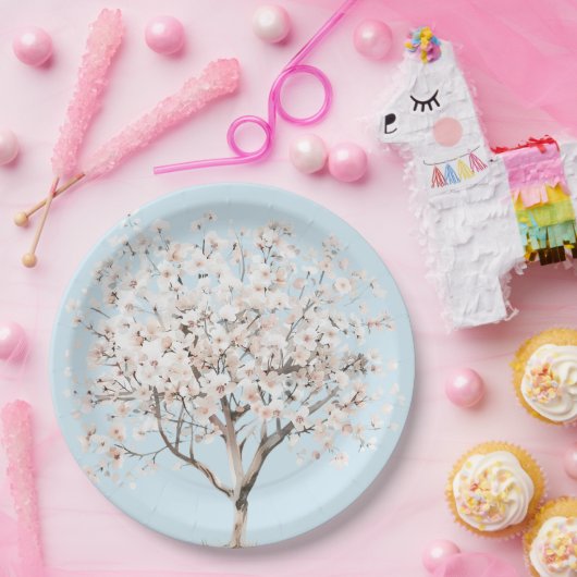  roze bloeiende boom Vrijgezellenfeest Papieren Bordje (Feest)