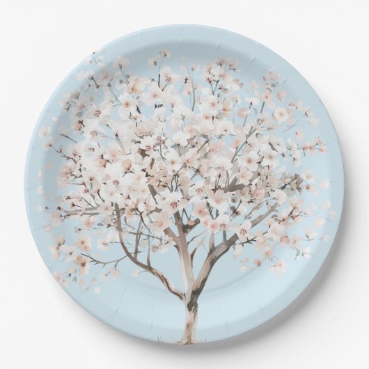  roze bloeiende boom Vrijgezellenfeest Papieren Bordje (Voorkant)