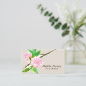 Roze Bloeiende Boom Waterverf Botanisch Visitekaartje (Staand voorkant)