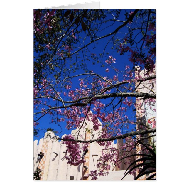 Roze bloeiende boomkaart (Voorkant)