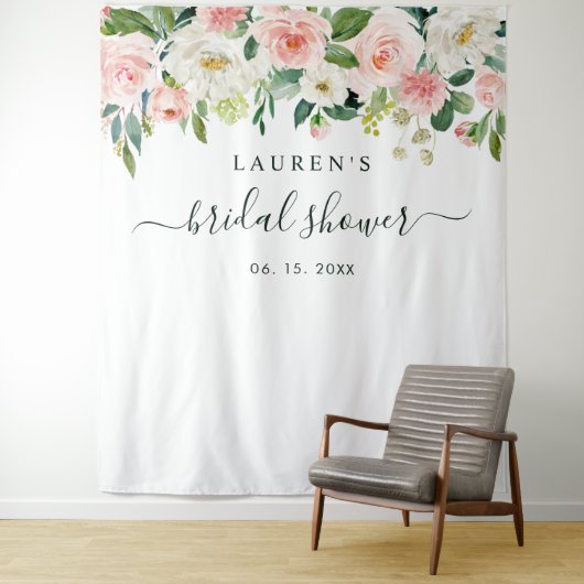 Roze Bloeiende Bruidsfeest Achtergrond Wandkleed (In situ)