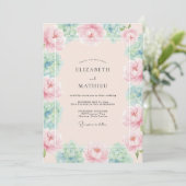 Roze Bloeiende Bruiloft Kaart (Staand voorkant)