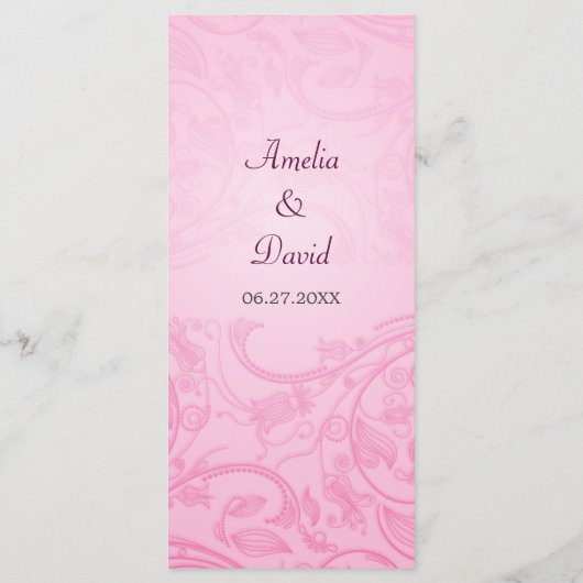 Roze Bloeiende Bruiloft Menu (Achterkant)