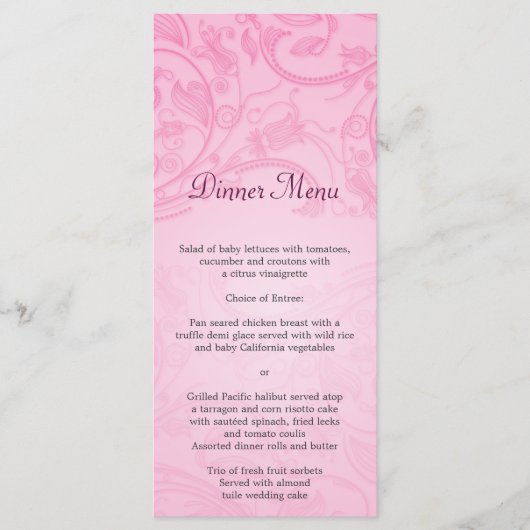 Roze Bloeiende Bruiloft Menu (Voorkant)