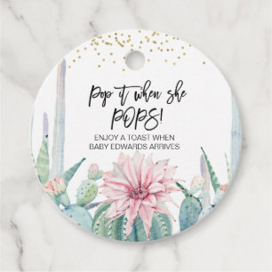 Roze bloeiende cactus Pop het wanneer ze Label Pop