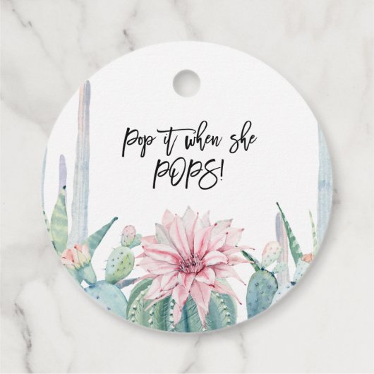 Roze bloeiende cactus Pop het wanneer ze Label Pop (Achterkant)