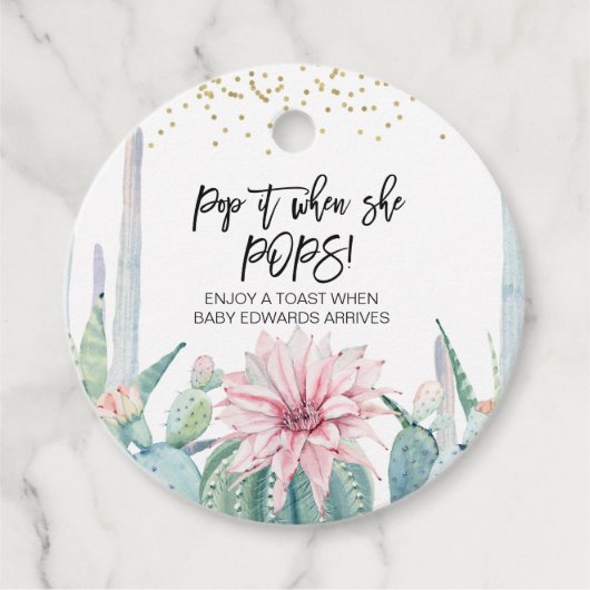 Roze bloeiende cactus Pop het wanneer ze Label Pop (Voorkant)