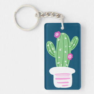 Roze bloeiende cactus Stuilen   Gepersonaliseerd Sleutelhanger