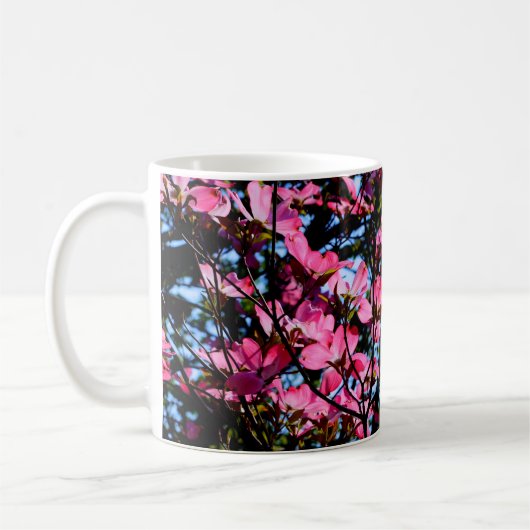 Roze bloeiende Dogwood tree Coffee Mok (Links)