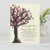Roze Bloeiende Dogwood Tree Wedding Kaart (Staand voorkant)
