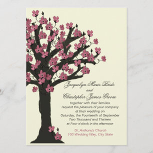 Roze Bloeiende Dogwood Tree Wedding Kaart
