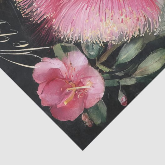 Roze bloeiende Gumnut Decoupage Tissuepapier (Detail)