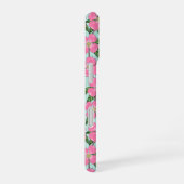 Roze Bloeiende Hondshout Lijn Tekening Bloemen op iPhone 16 Hoesje (Rechterkant)