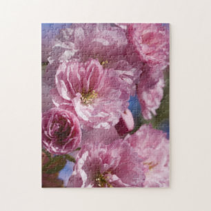 Roze bloeiende Japanse kersenboom bloesem puzzel