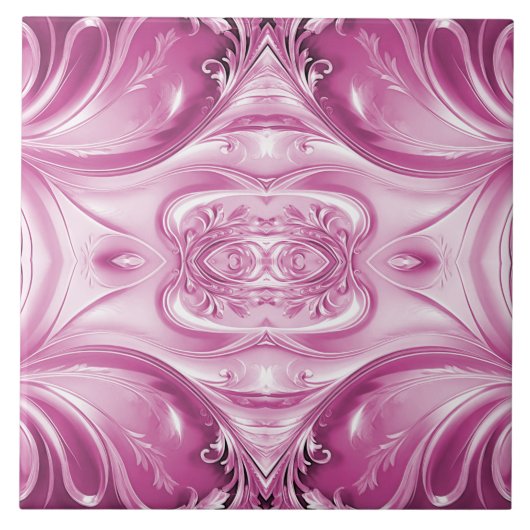 Roze Bloeiende Keramische Tegel Tegeltje (Voorkant)