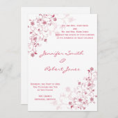 Roze Bloeiende Klimplanten Trouw Uitnodiging (Voorkant / Achterkant)
