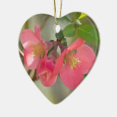 Roze bloeiende kweepgloed keramisch ornament (Links)