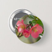 Roze bloeiende kweepgloed ronde button 5,7 cm (Voorkant /achterkant)