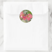 Roze bloeiende kweepgloed ronde sticker (Tas)