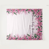 Roze Bloeiende Lelies Omringende Achtergrond Wandkleed (Voorkant (horizontaal))