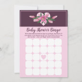Roze Bloeiende Lily Baby shower Bingo Game Kaart (Voorkant)