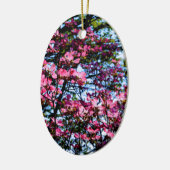 Roze bloeiende oghoutboom keramisch ornament (Links)