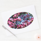 Roze bloeiende oghoutboom ovale sticker (Envelop)