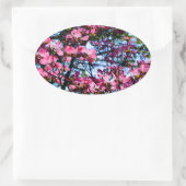 Roze bloeiende oghoutboom ovale sticker (Tas)