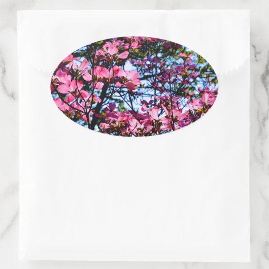 Roze bloeiende oghoutboom ovale sticker (Tas)