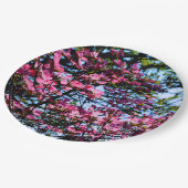 Roze bloeiende oghoutboom papieren bordje (Gekanteld)