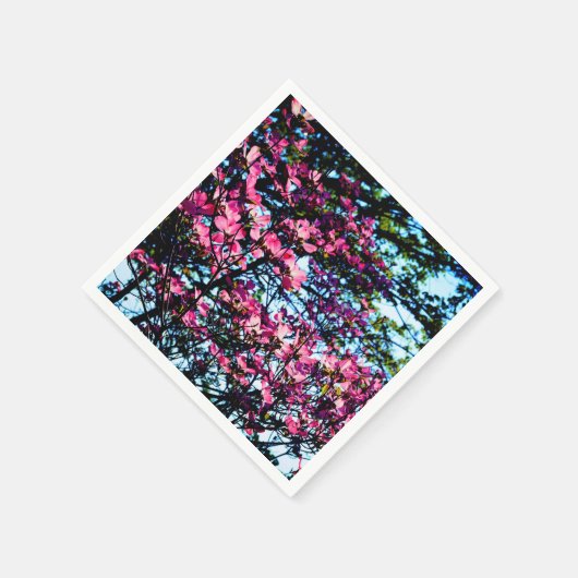 Roze bloeiende oghoutboom servetten (Hoek)