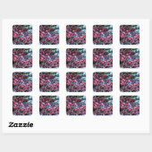Roze bloeiende oghoutboom vierkante sticker (Vel)