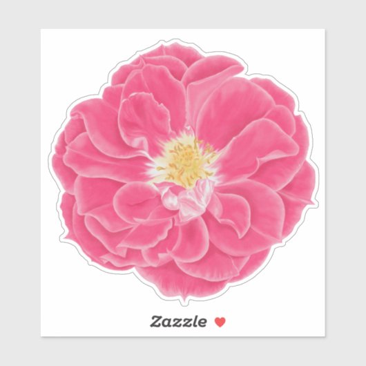 Roze Bloeiende Roos Botanische Kunst Sticker (Vel)