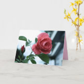 Roze Bloeiende Roos Happy Moederdag Kaart (Gele Bloem)