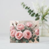 Roze Bloeiende Rozen  Briefkaart (Staand voorkant)