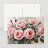 Roze Bloeiende Rozen  Briefkaart (Voorkant / Achterkant)