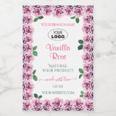 Roze bloeiende Rozen Witte etiketten met Logo (Enkel label)