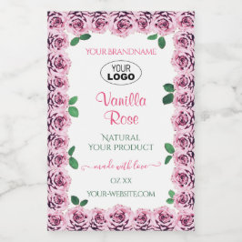 Roze bloeiende Rozen Witte etiketten met Logo