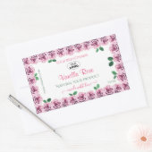 Roze bloeiende Rozen Witte etiketten met Logo (Envelop)