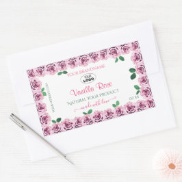 Roze bloeiende Rozen Witte etiketten met Logo