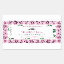 Roze bloeiende Rozen Witte etiketten met Logo