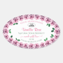 Roze bloeiende Rozen Witte etiketten met Logo