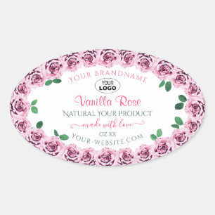 Roze bloeiende Rozen Witte etiketten met Logo