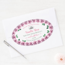 Roze bloeiende Rozen Witte etiketten met Logo