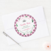 Roze bloeiende Rozen Witte etiketten met Logo (Envelop)